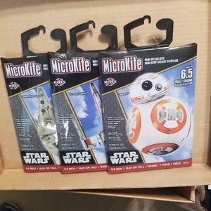 Ser of 3 STAR WARS MicroKite kites, BB-8, X-wing Fighter, Millennium Falcon  NEW